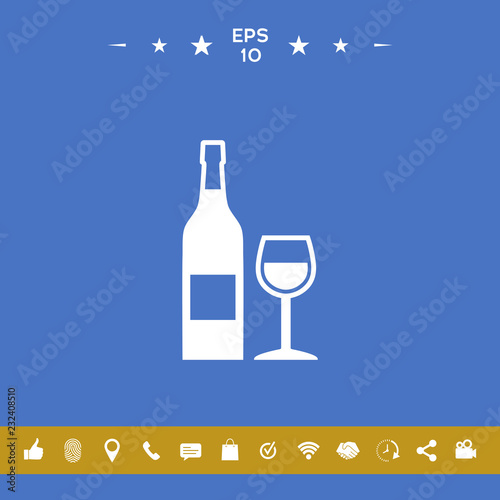 Bottle of wine and wineglass icon