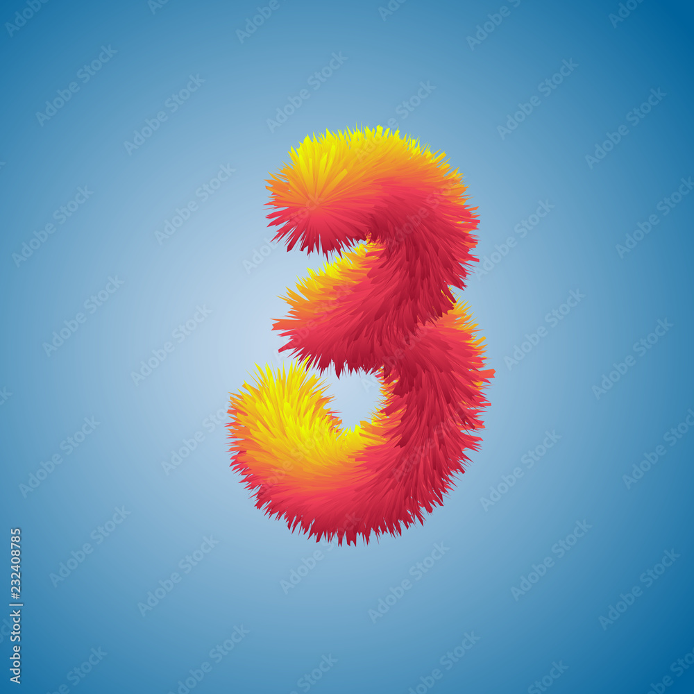 Fototapeta premium Number 3 from Fur Alphabet