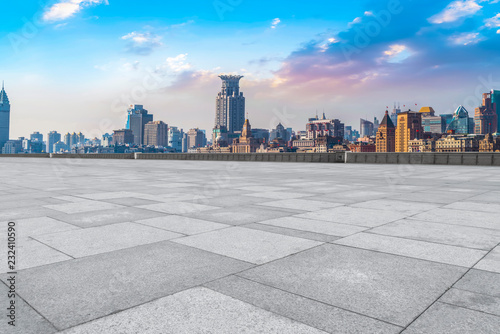 City skyscrapers and road ground photo