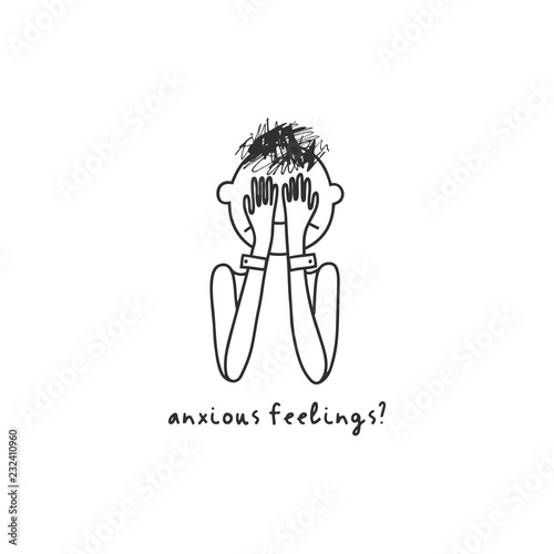 Depression signs and symptoms. Vector illustration of problems of mental health