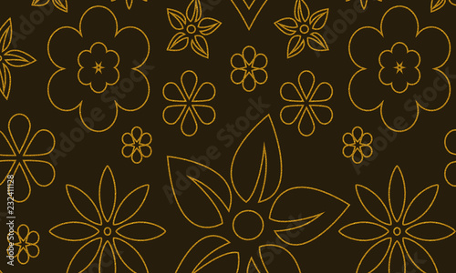 seamless floral pattern with golden paisley flowers