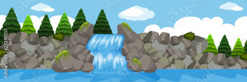 A beautiful waterfall landscape