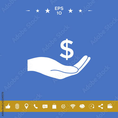 Money in hand, dollar symbol icon