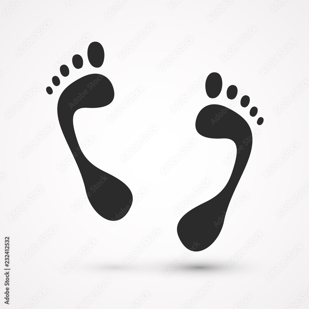 Obraz premium Trace foot icon, black footprints on a white background