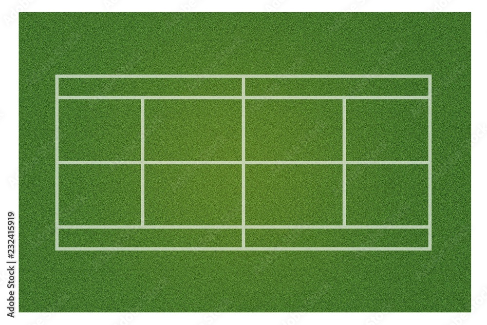 A realistic textured green grass tennis court