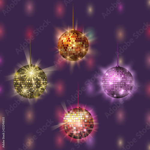 Disco ball discotheque music party night club dance equipment vector illustration.