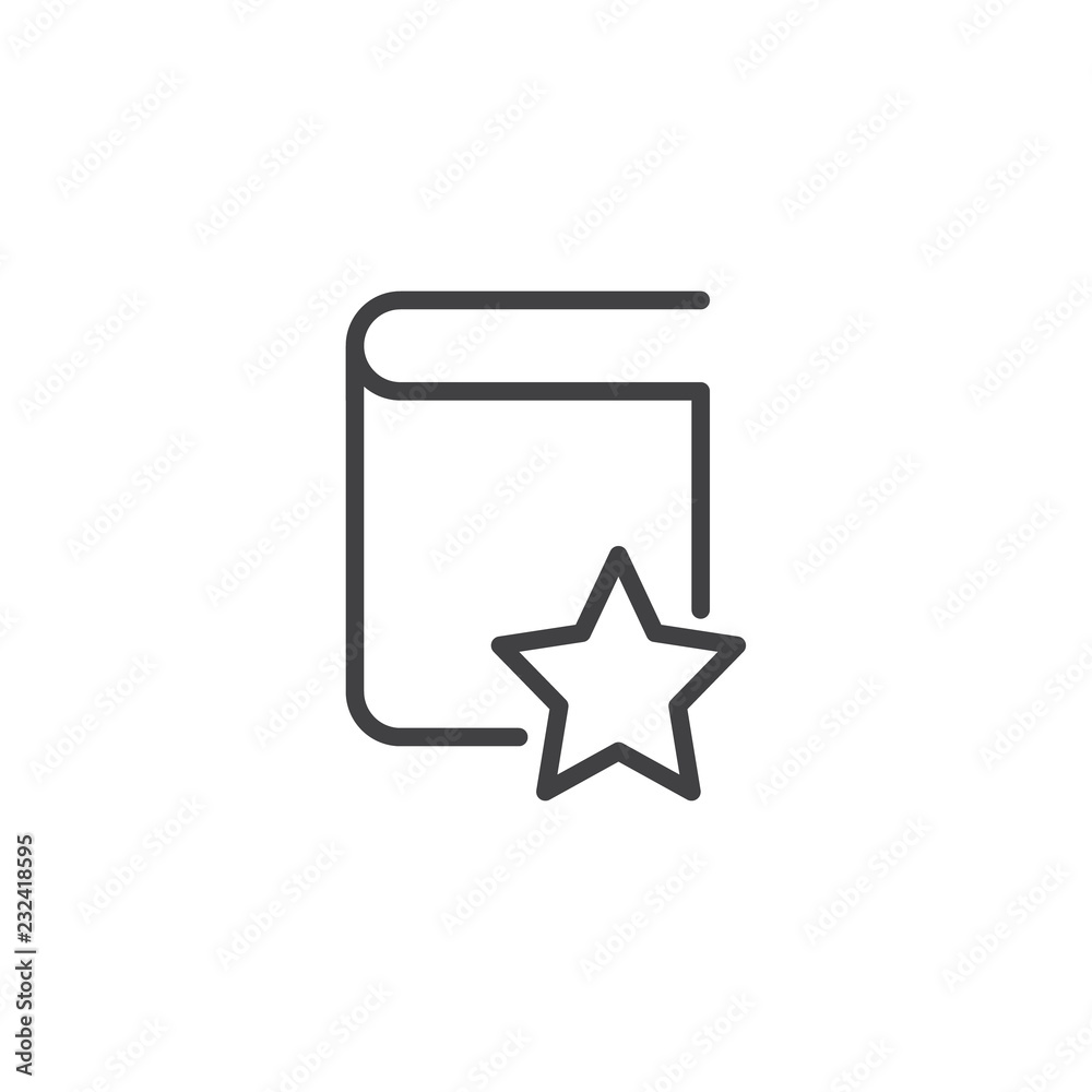 Favorite book outline icon. linear style sign for mobile concept and web design. Book and bookmark star simple line vector icon. Symbol, logo illustration. Pixel perfect vector graphics