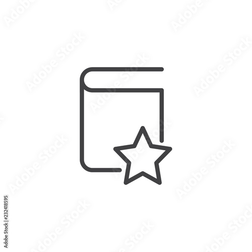 Favorite book outline icon. linear style sign for mobile concept and web design. Book and bookmark star simple line vector icon. Symbol, logo illustration. Pixel perfect vector graphics