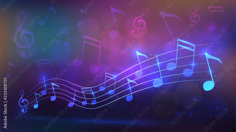 Naklejka premium Background with wave of notes. Music, party.