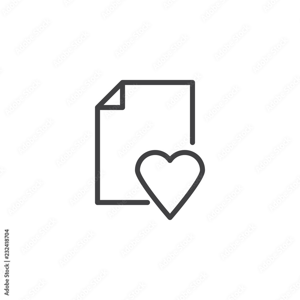 Favorite document file outline icon. linear style sign for mobile concept and web design. Heart love page simple line vector icon. Symbol, logo illustration. Pixel perfect vector graphics Favorite document file outline icon. linear style sign for mobile concept and web design. Heart love page simple line vector icon. Symbol, logo illustration. Pixel perfect vector graphics
