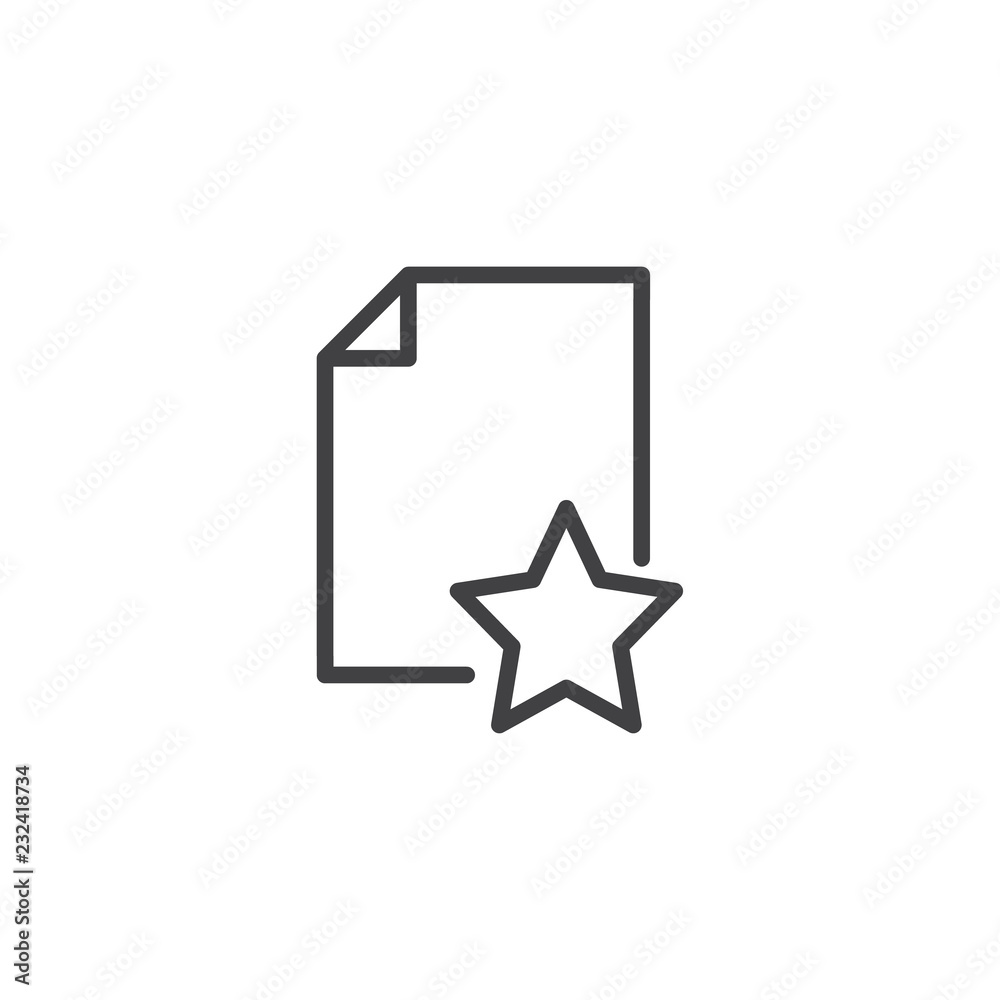 Favorite document file outline icon. linear style sign for mobile concept and web design. Star page simple line vector icon. Symbol, logo illustration. Pixel perfect vector graphics Favorite document file outline icon. linear style sign for mobile concept and web design. Star page simple line vector icon. Symbol, logo illustration. Pixel perfect vector graphics