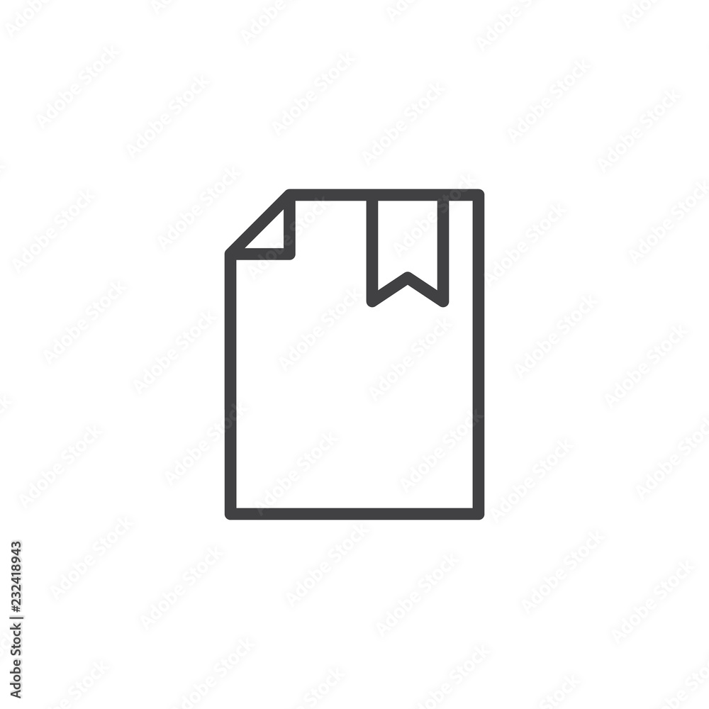 Document with bookmark outline icon. linear style sign for mobile concept and web design. Bookmarked document file simple line vector icon. Symbol, logo illustration. Pixel perfect vector graphics Document with bookmark outline icon. linear style sign for mobile concept and web design. Bookmarked document file simple line vector icon. Symbol, logo illustration. Pixel perfect vector graphics