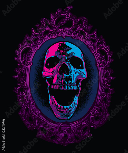 Skeleton Face in Magic Mirror