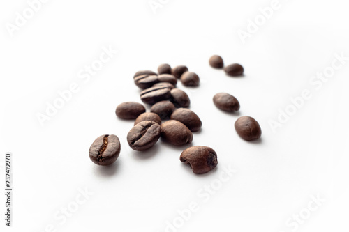 Roasted coffee beans on white background. © Lifestyle Graphic