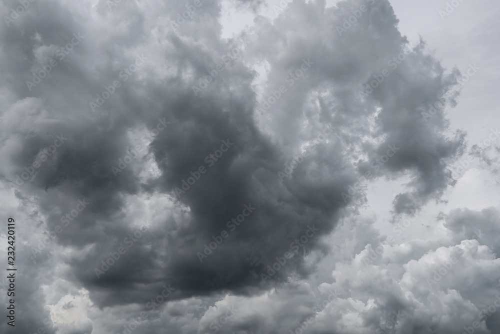 Dark storm clouds before rain used for climate background. Clouds become dark gray before raining.