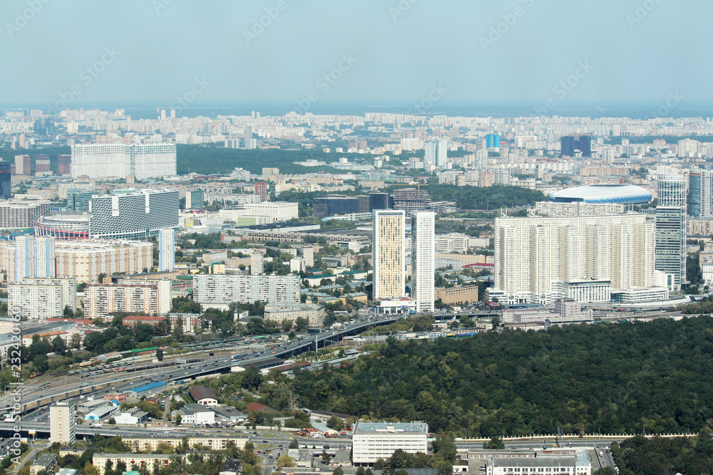 Moscow panorama from the top of a tower in Moscow city business center