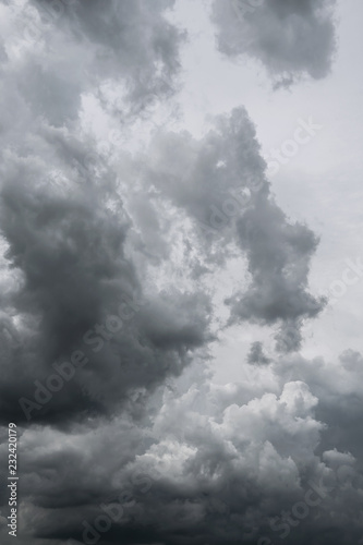 Dark storm clouds before rain used for climate background. Clouds become dark gray before raining.