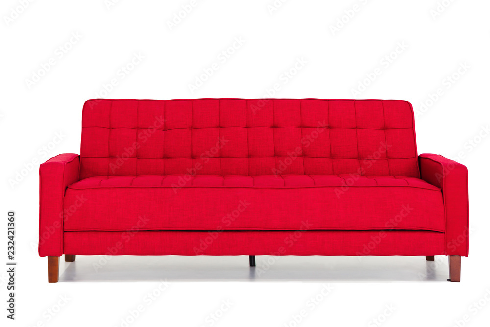 Fototapeta premium Furniture red sofa isolated on white background with clipping path