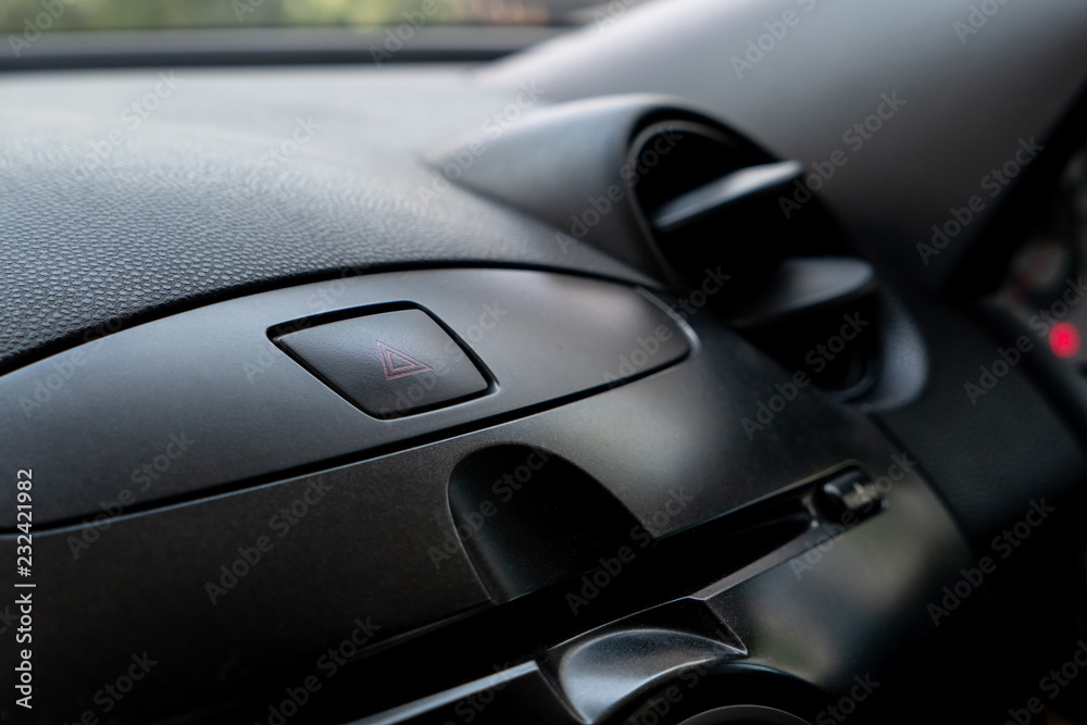 Car emergency button inside driver place. Car emergency button inside driver place.