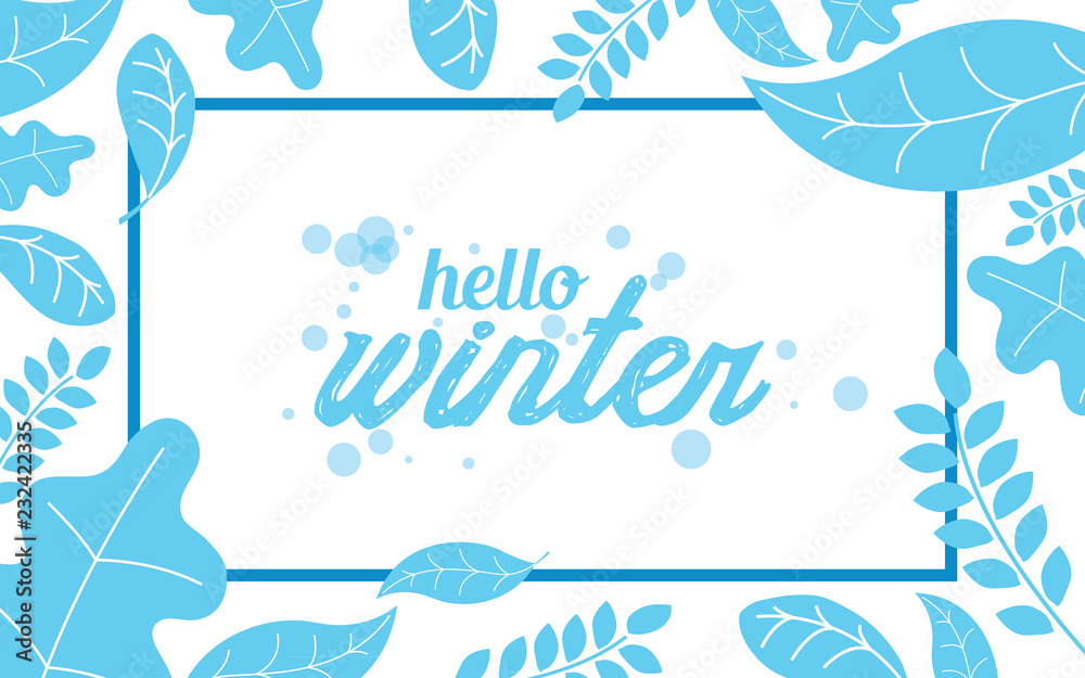 Winter flat leaves background template vector illustration. hello winter. Winter flat leaves background template vector illustration. hello winter.