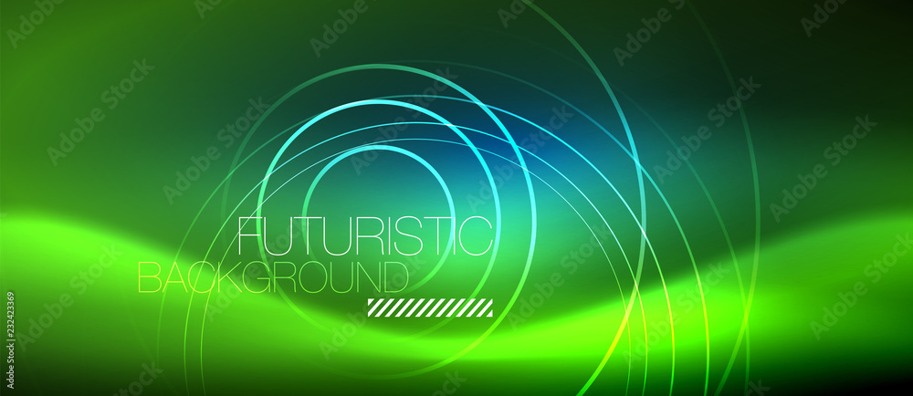 Neon glowing circles background Neon glowing circles background