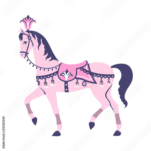 Pink carousel horse.