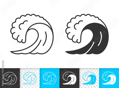 Water wave simple splash black line vector icon