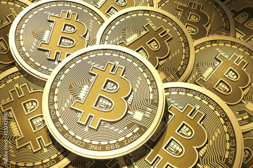 Bitcoin Golden Coin Concept 3D Rendered Illustration.
