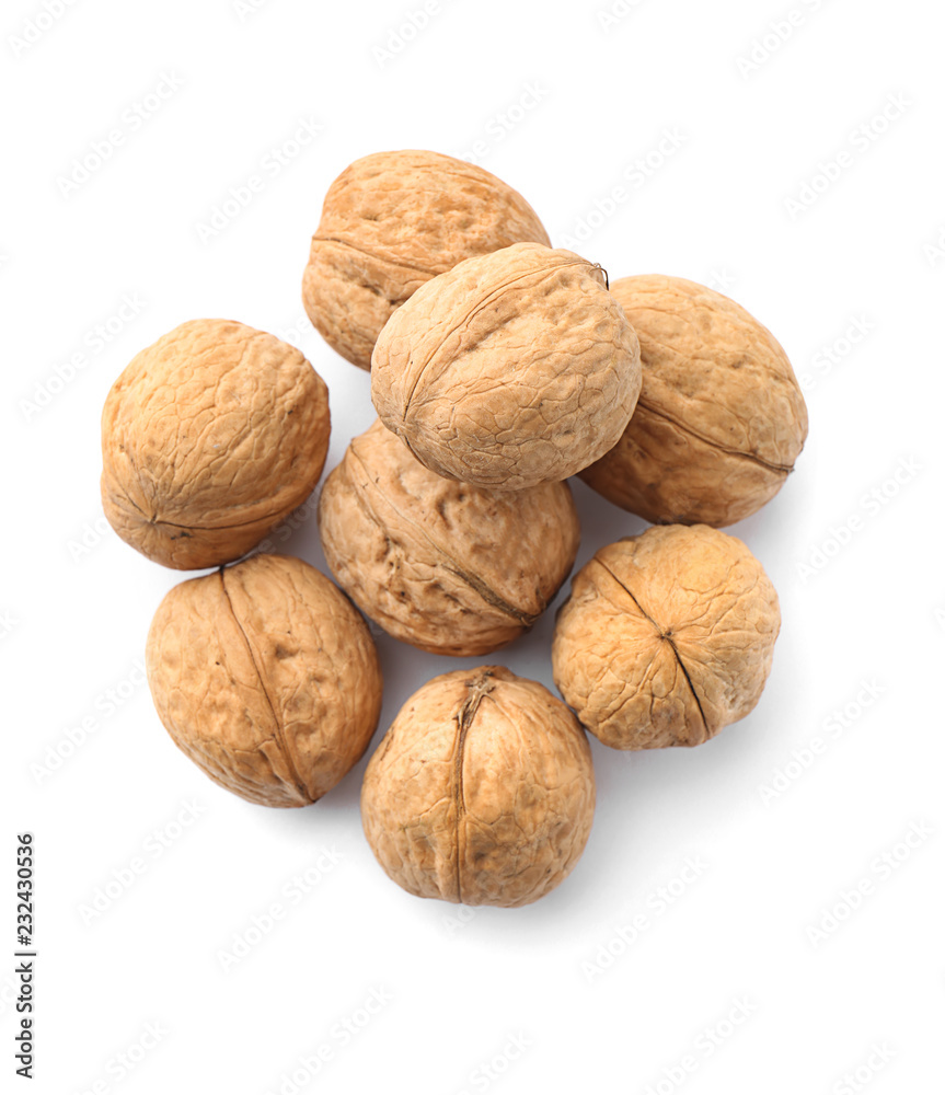 Tasty walnuts on white background Tasty walnuts on white background