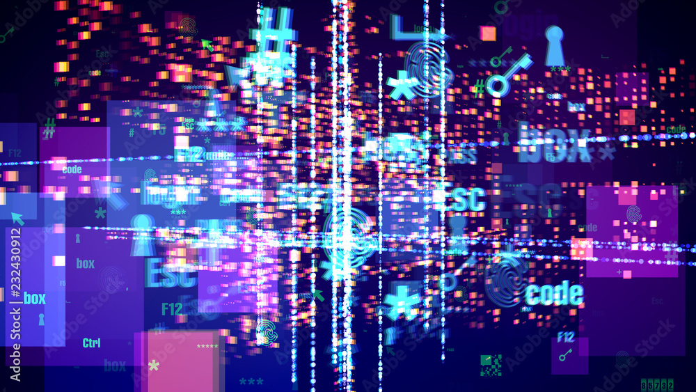 Multilayered Abstract Cyberspace Symbols Multilayered Abstract Cyberspace Symbols