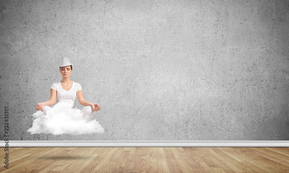 Young woman keeping mind conscious. Young woman keeping mind conscious.