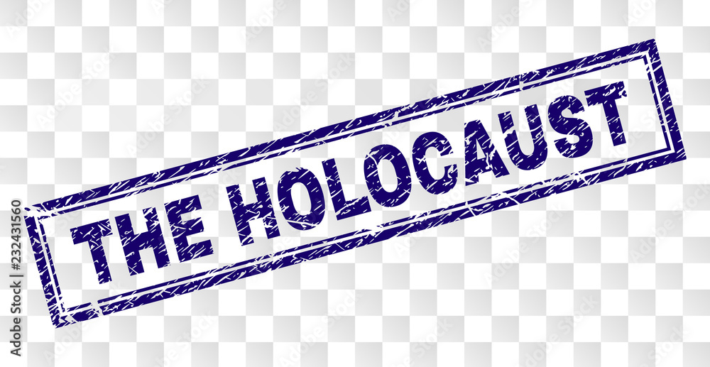 THE HOLOCAUST stamp seal imprint with rubber print style and double framed rectangle shape