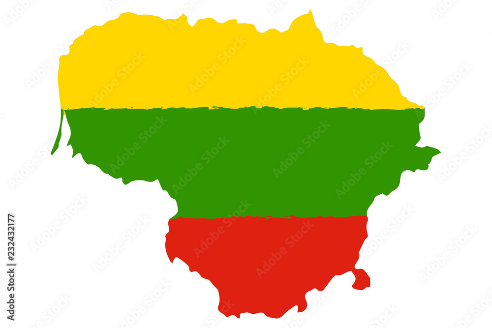 Map of Lithuania with Flag. Hand Painted with Brush. Vector Illustration. Map of Lithuania with Flag. Hand Painted with Brush. Vector Illustration.
