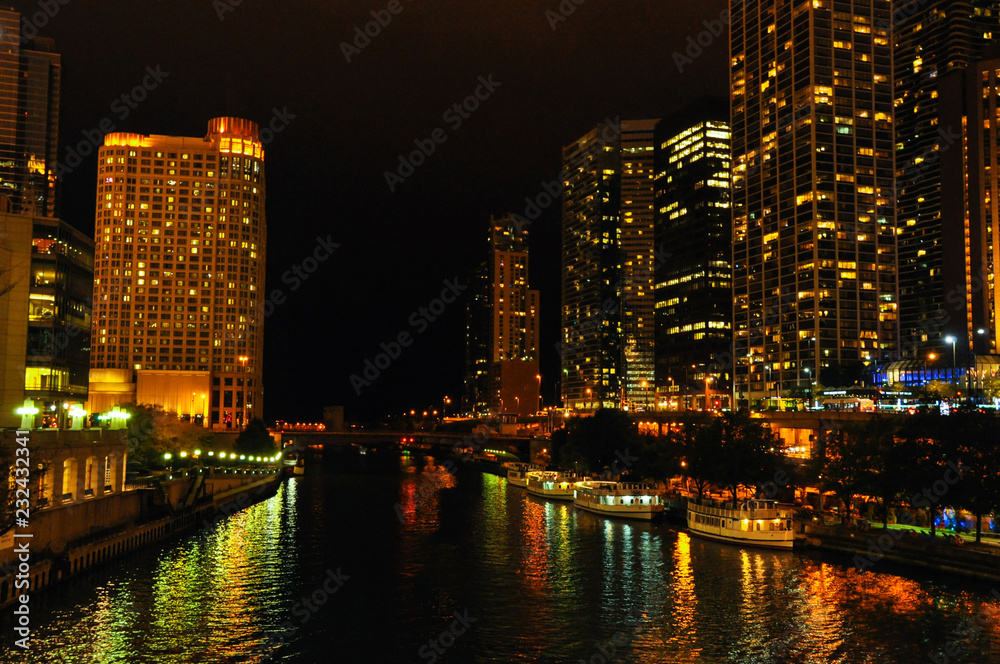 Fototapeta premium Night view of Chicago