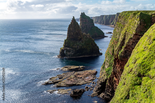 The scenic cliffs and stacks of Duncansby Head, Caithness, Scotland.