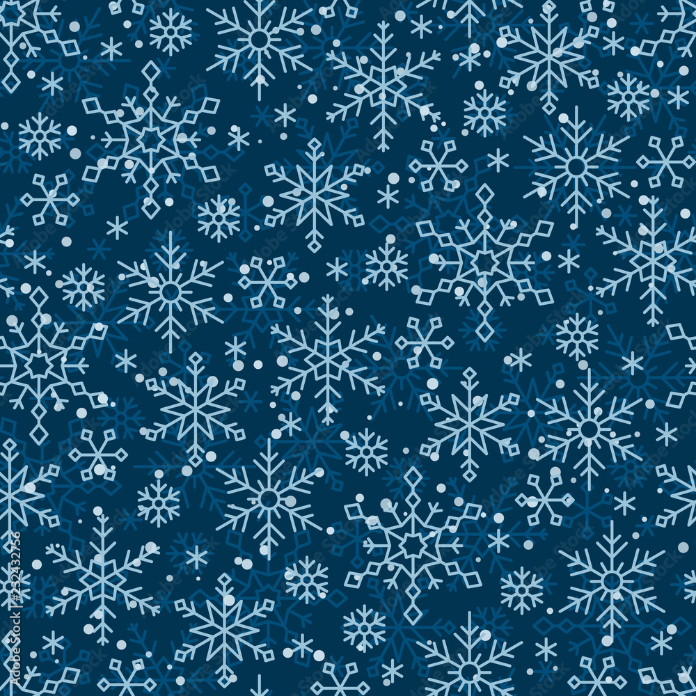 snow flake line seamless pattern winter background