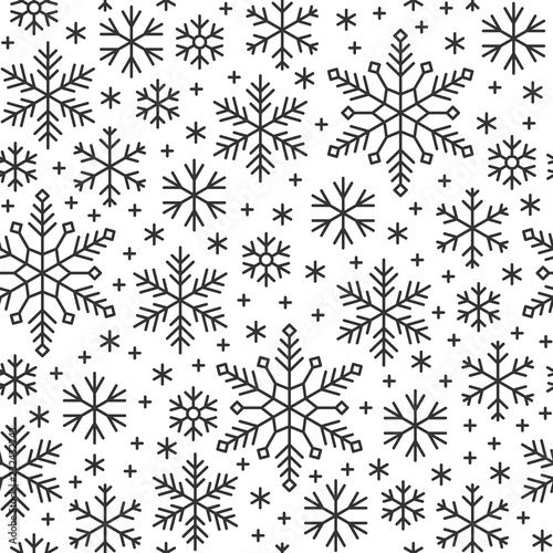 snow flake line seamless pattern winter background