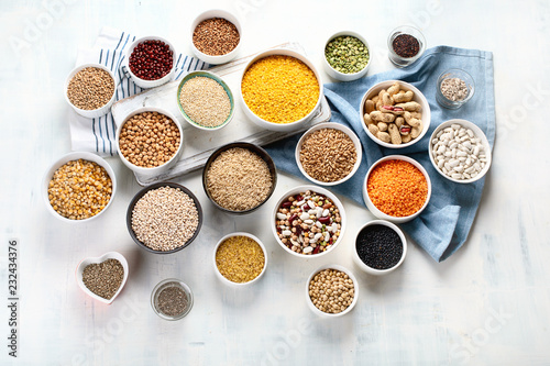Various grain, cereals, seeds, beans photo