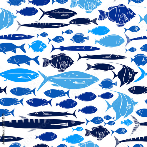 Vector  seamless pattern with fish