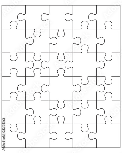 Illustration of separate parts of white puzzle