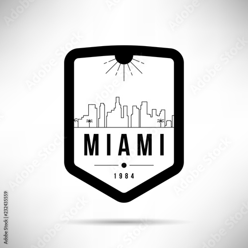 Miami City Modern Skyline Vector Template