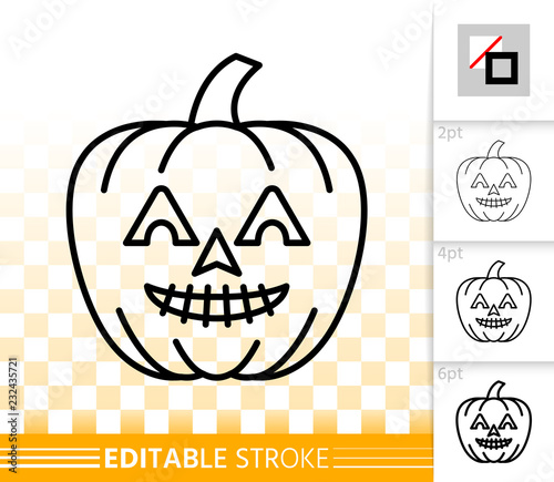 Halloween pumpkin face simple line vector icon