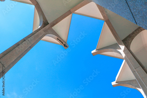Blue sky with Minaret and structure of mosque in Bangkok Thailand