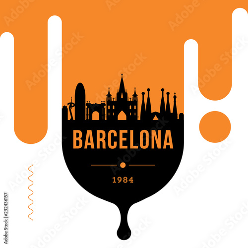 Barcelona Modern Web Banner Design with Vector Linear Skyline