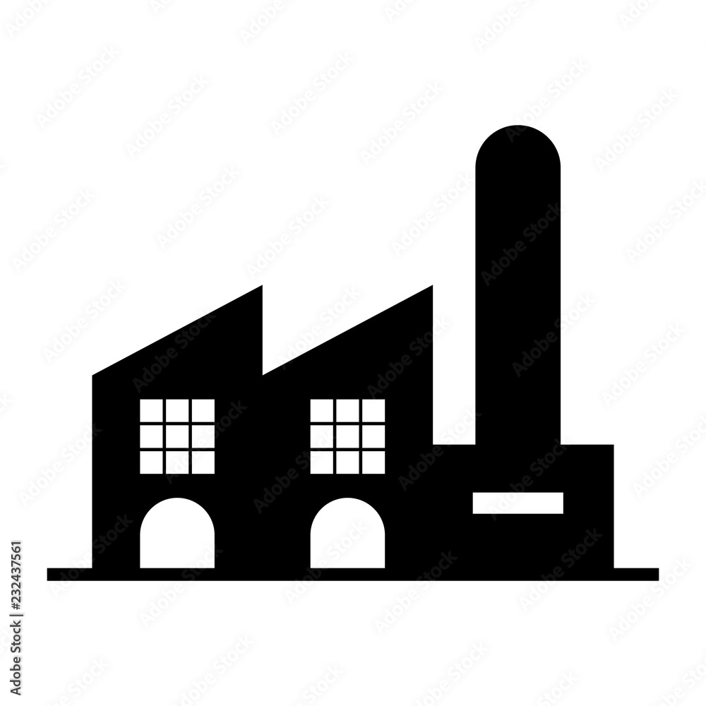 Factory icon. Vector industrial buildings pictograms. Black silhouettes of manufacturing objects isolated on white. Simple industrial monochrome icon. Factory icon. Vector industrial buildings pictograms. Black silhouettes of manufacturing objects isolated on white. Simple industrial monochrome icon.