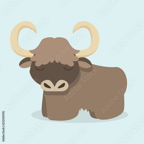 Cute yak cartoon vector