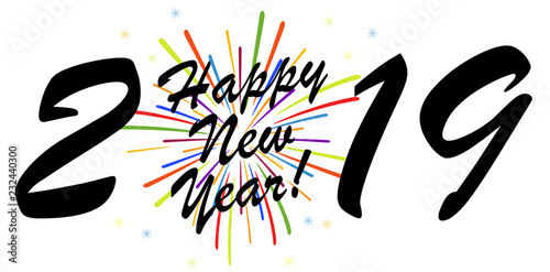 Happy New Year 2019 fireworks concept