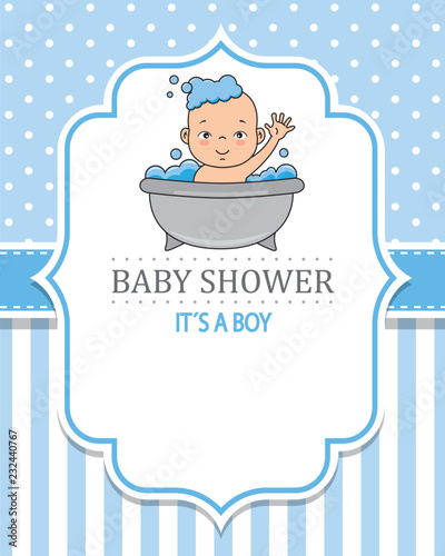 baby shower card. Child bathing. space for text