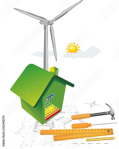 house and windmill