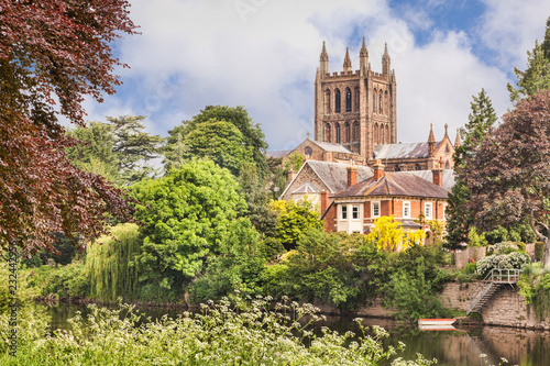 Tableau sur toile Hereford Cathedral and the River Wye